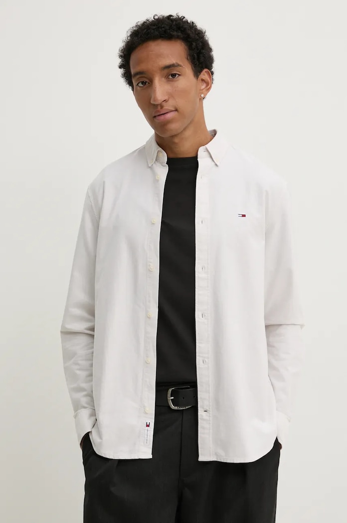 Bavlněná košile Tommy Jeans béžová DM0DM19134