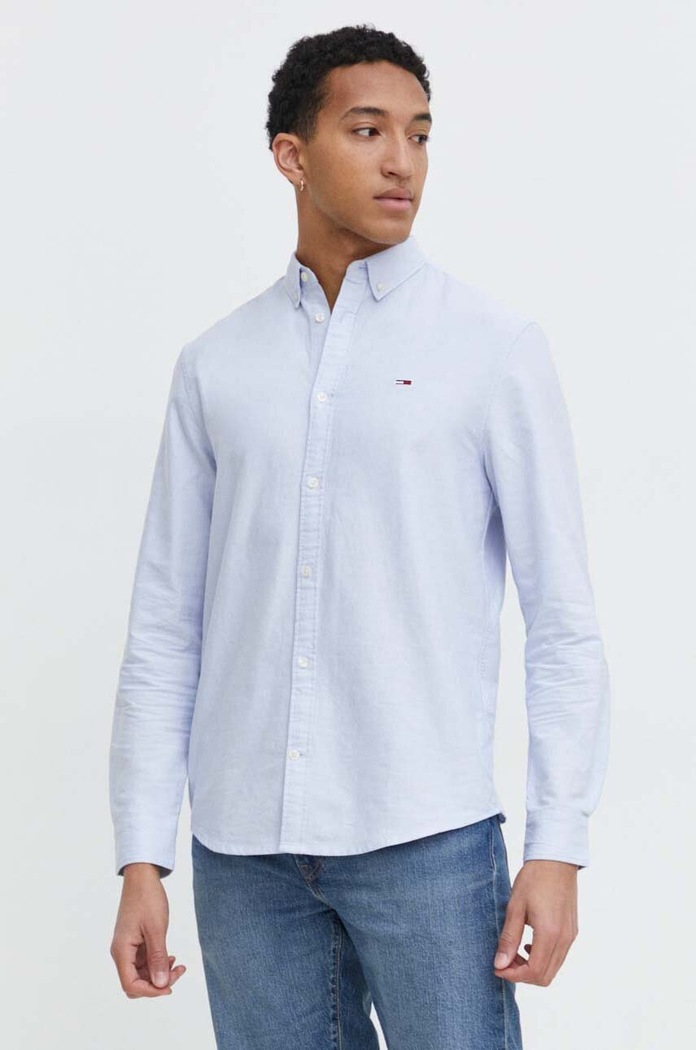Tommy Jeans koszula bawełniana bawełna niebieski DM0DM19134