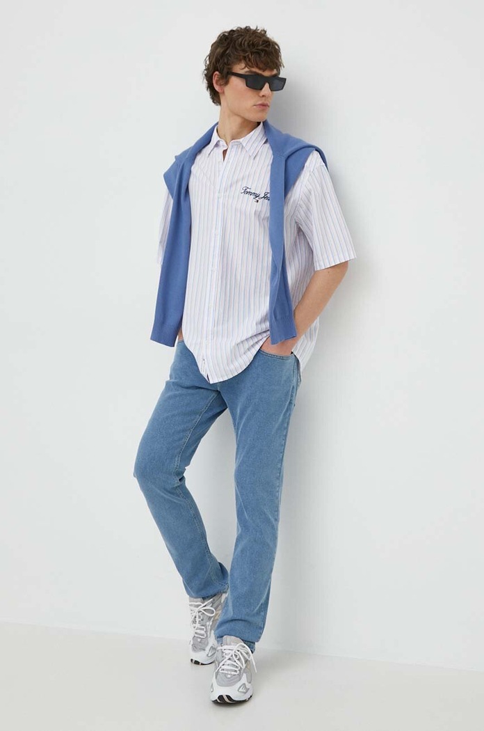 Памучна риза Tommy Jeans DM0DM18955 бял SS24