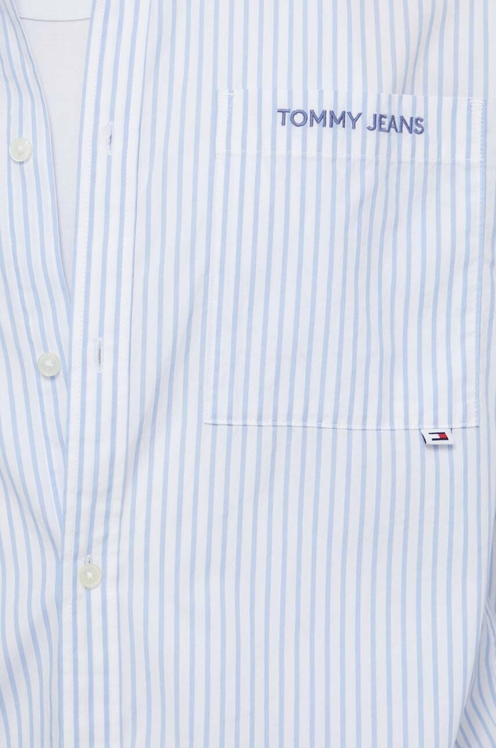 Tommy Jeans koszula bawełniana niebieski DM0DM18956