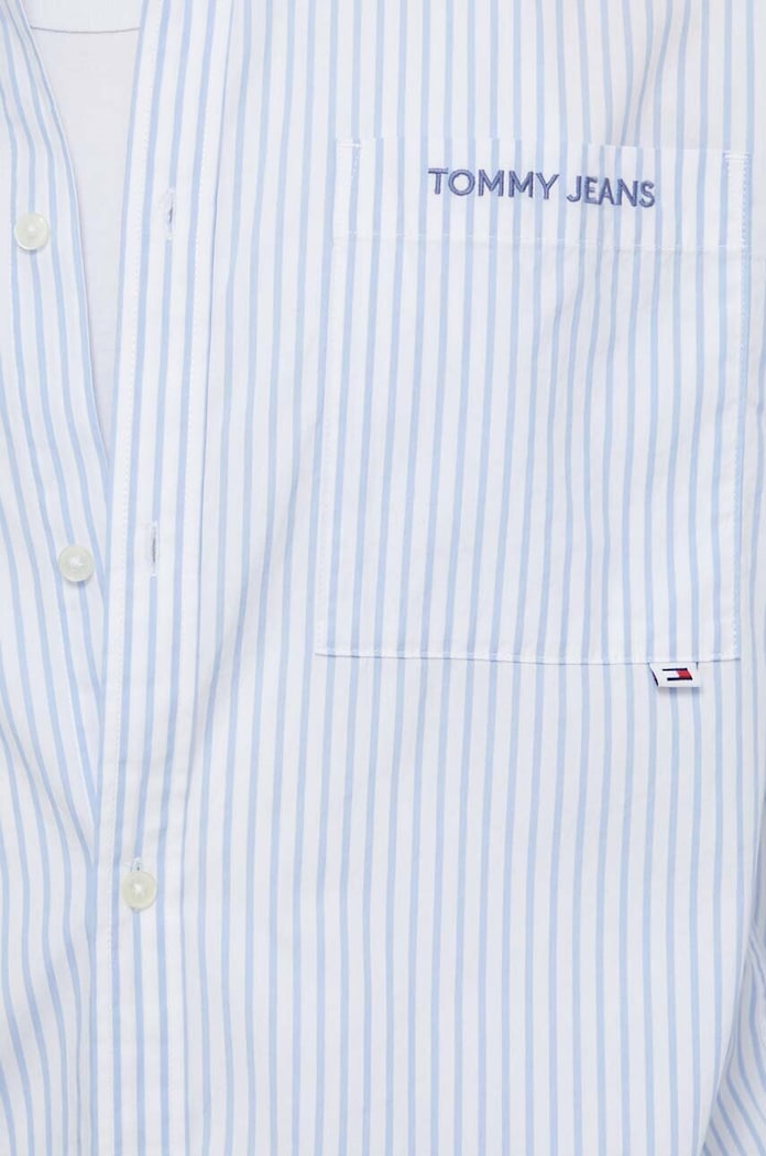 Tommy Jeans koszula bawełniana niebieski DM0DM18956