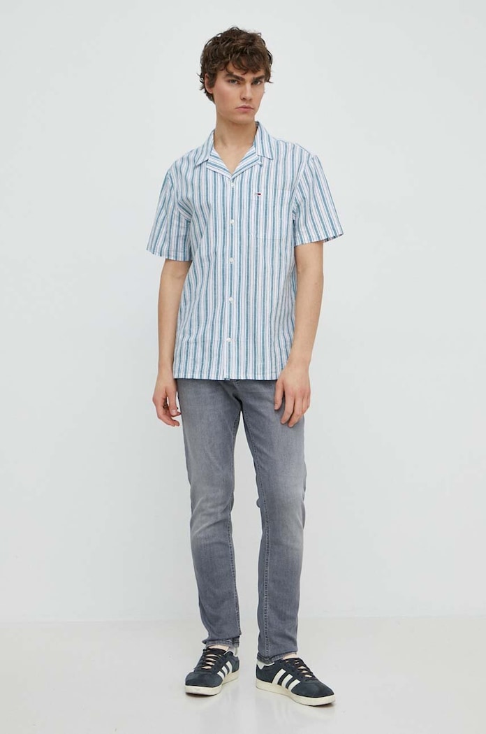 Tommy Jeans koszula z domieszką lnu DM0DM18961 biały SS24