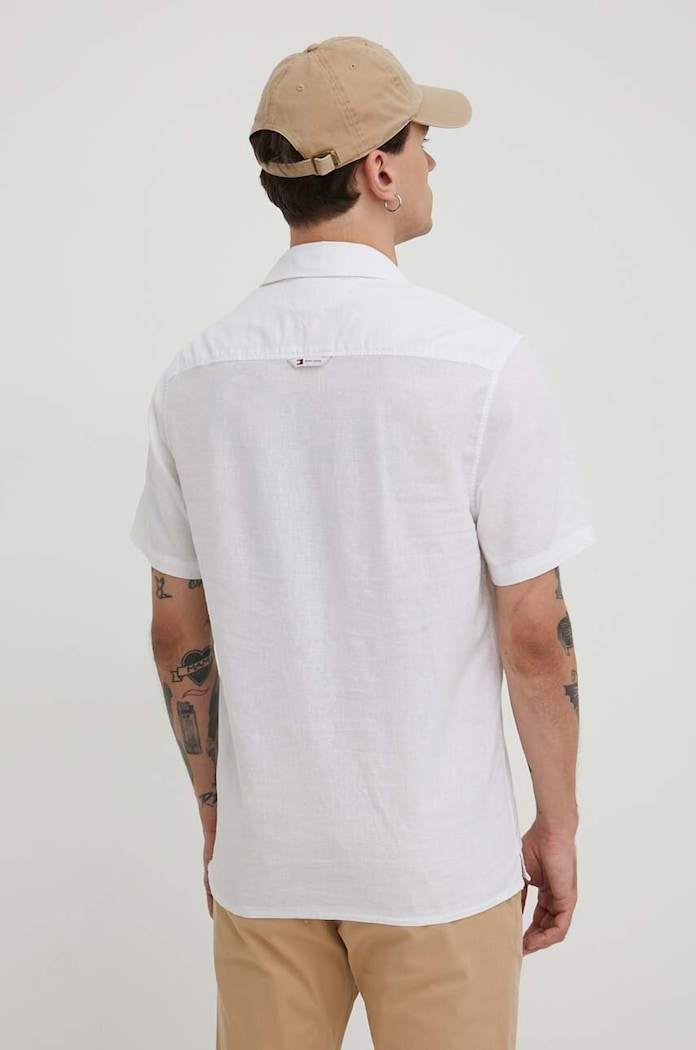 Odzież Tommy Jeans koszula z domieszką lnu DM0DM18963 biały
