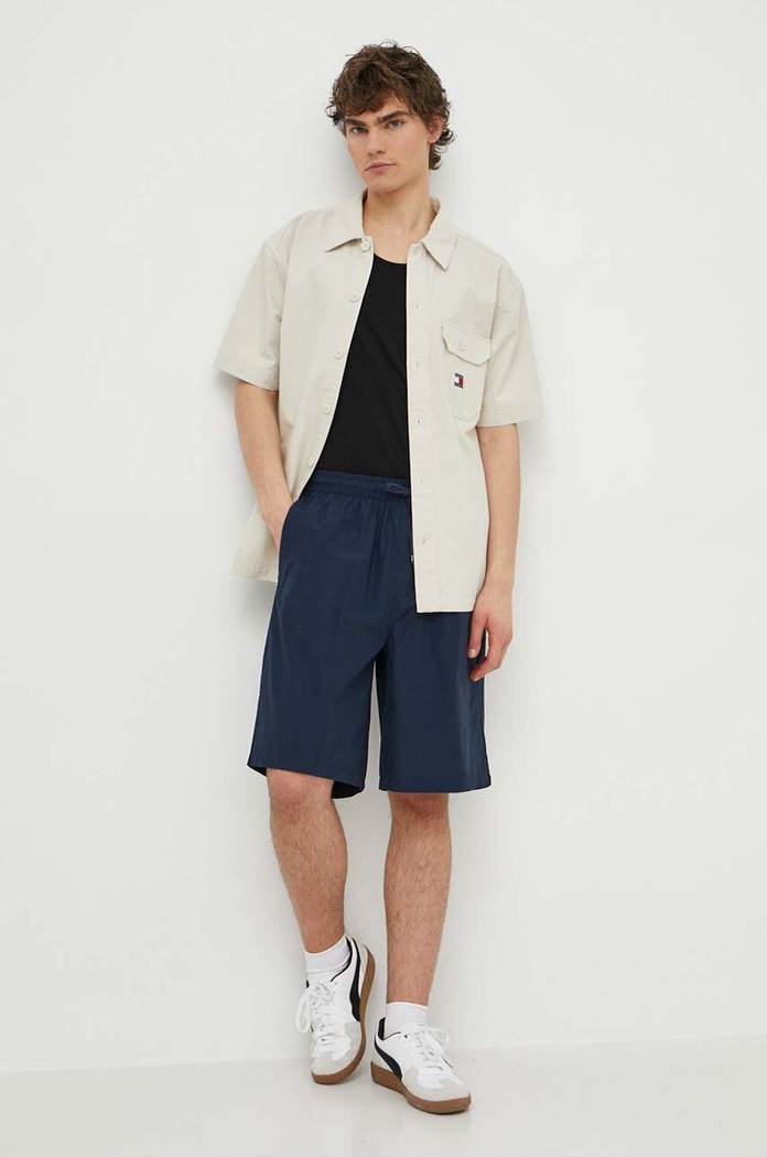 Tommy Jeans koszula bawełniana bawełna beżowy DM0DM18969