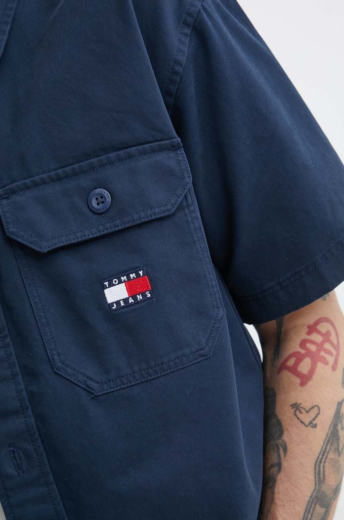 Tommy Jeans koszula bawełniana DM0DM18969 granatowy