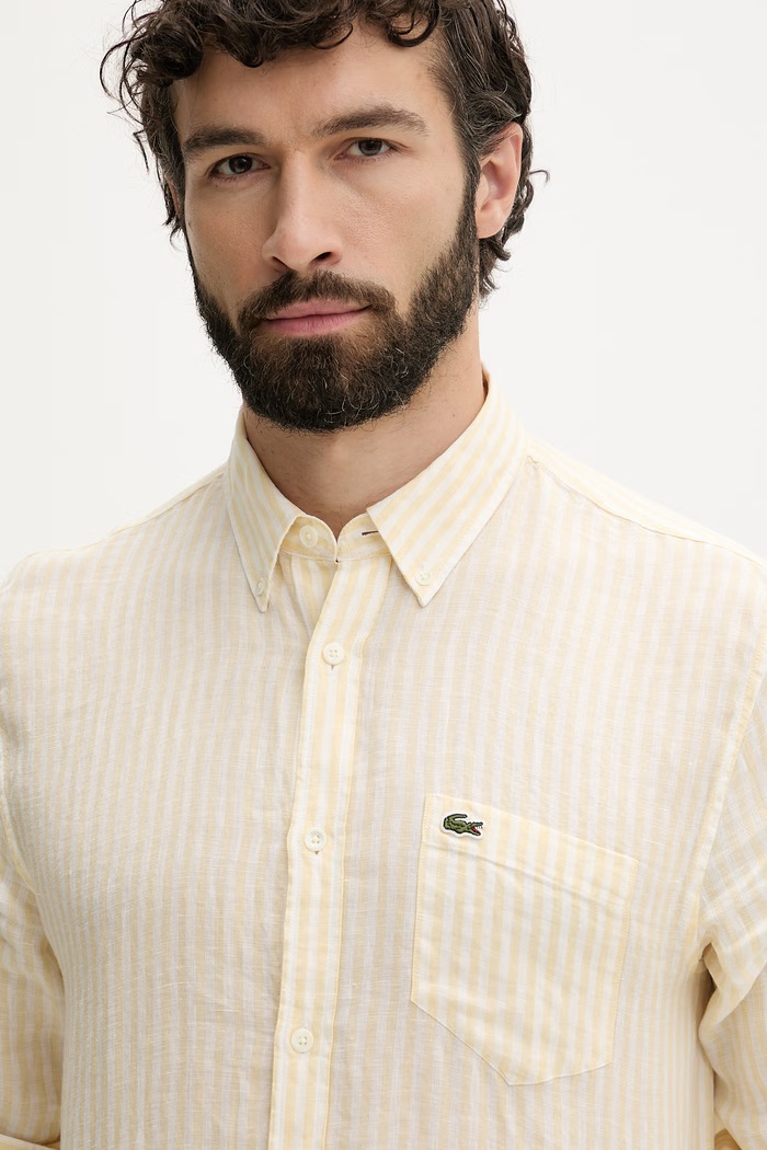 Lacoste košeľa pánska ľanová žltá CH6985