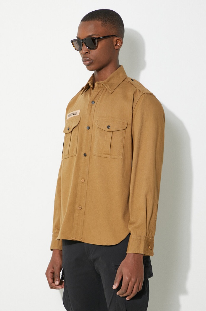 Human Made camicia in cotone Boy Scout Shirt beige HM27SH001