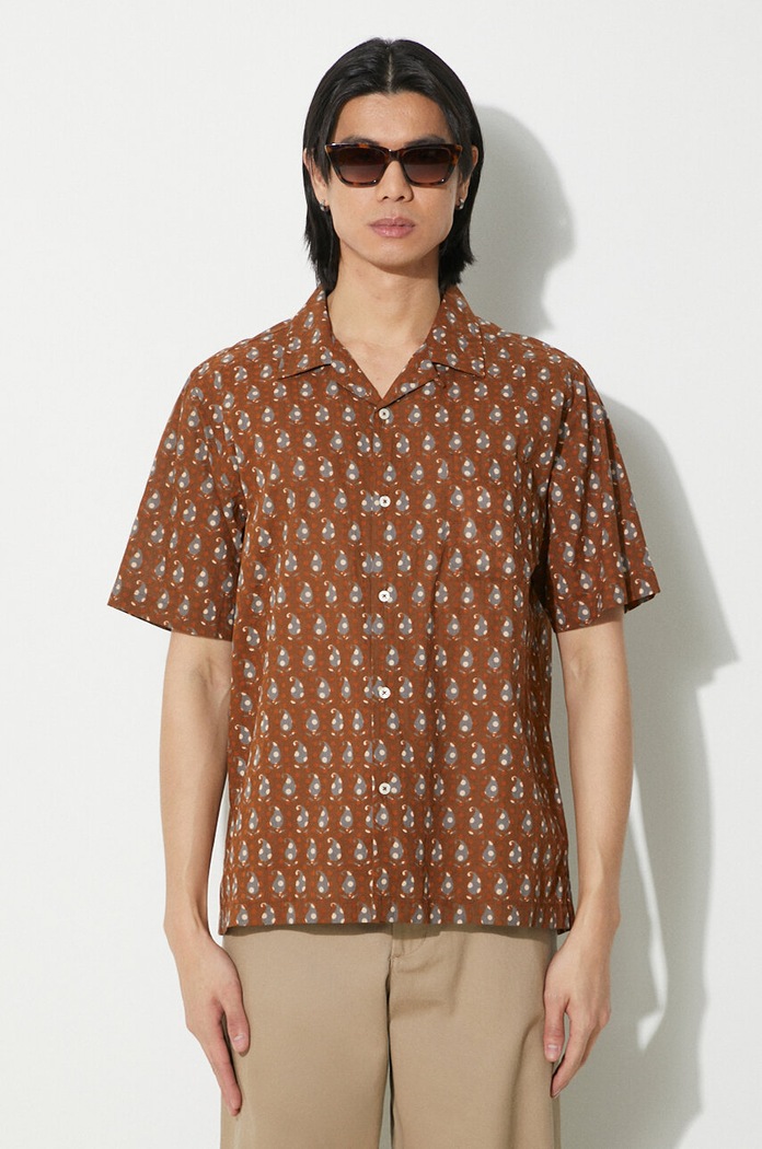 Βαμβακερό πουκάμισο Universal Works Road Shirt κανονικό καφέ 30179.BROWN