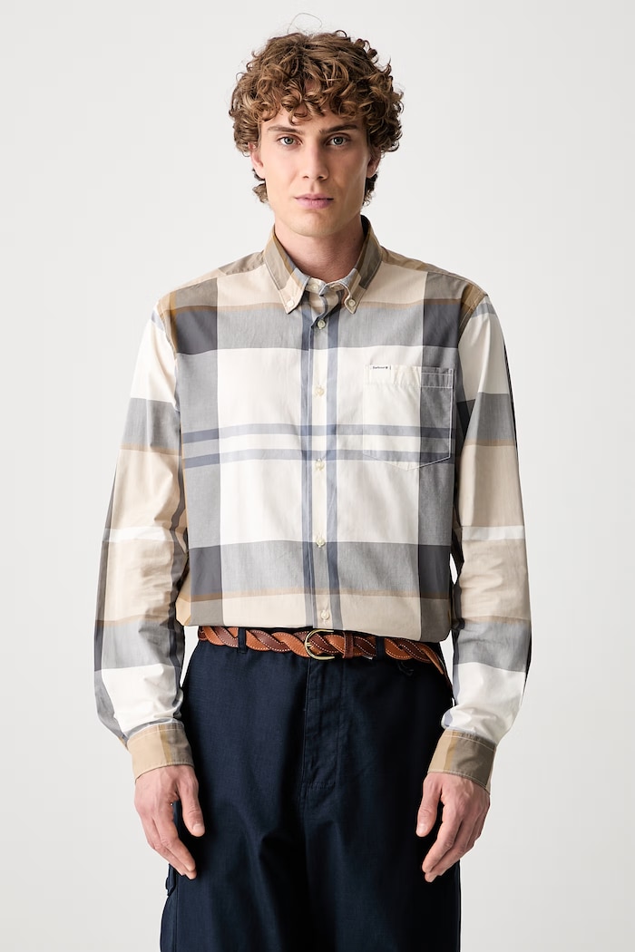 Barbour Harris Tailored Shirt košile bavlněná pánská regular béžová MSH5071