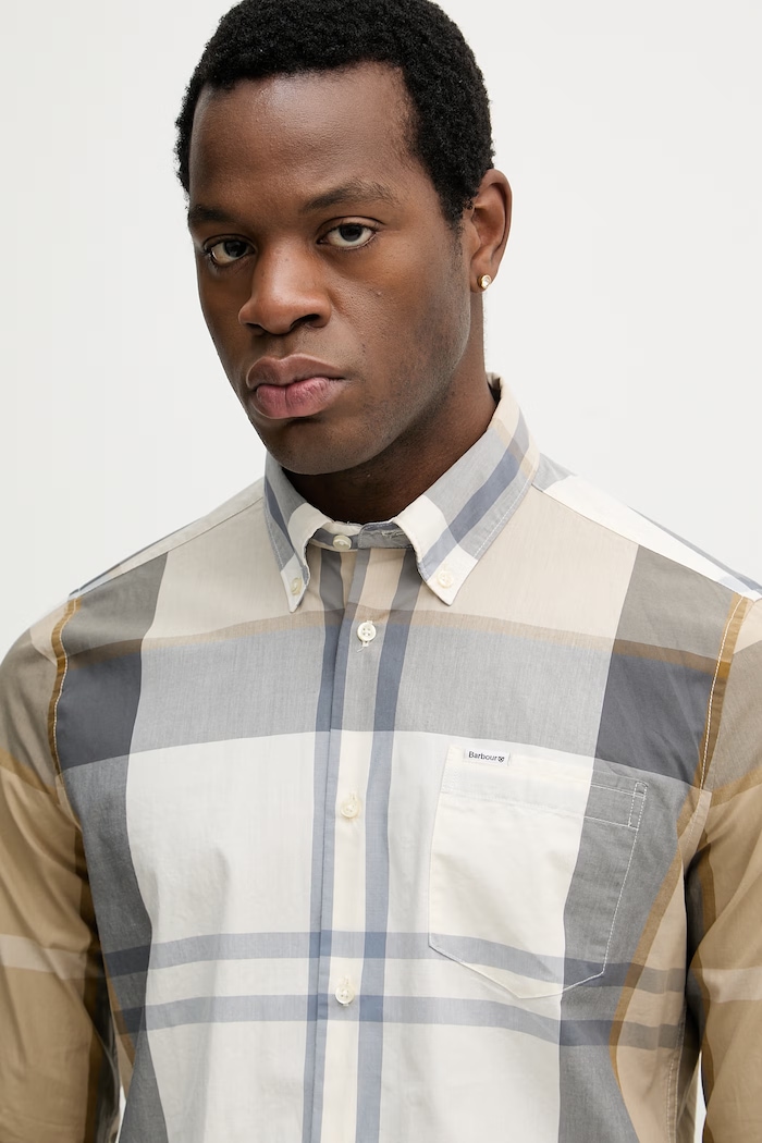 Barbour πουκάμισο ανδρικό βαμβακερό Harris Tailored Shirt μπεζ MSH5071