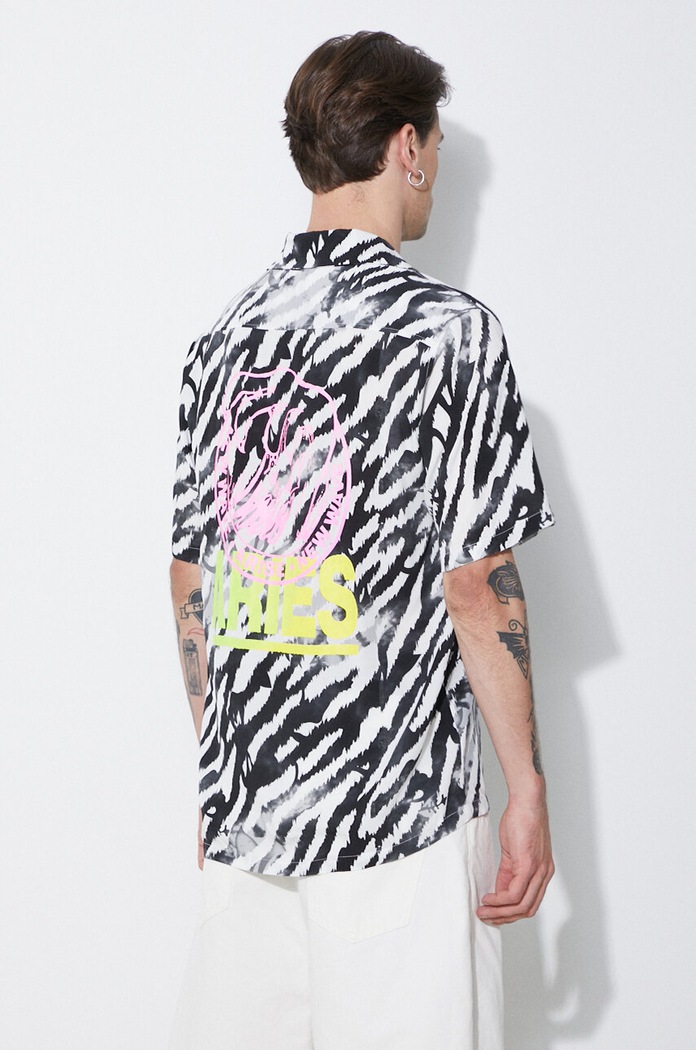 Clothing Aries shirt Hibiscus Hawaiian Shirt SUAR40108X black