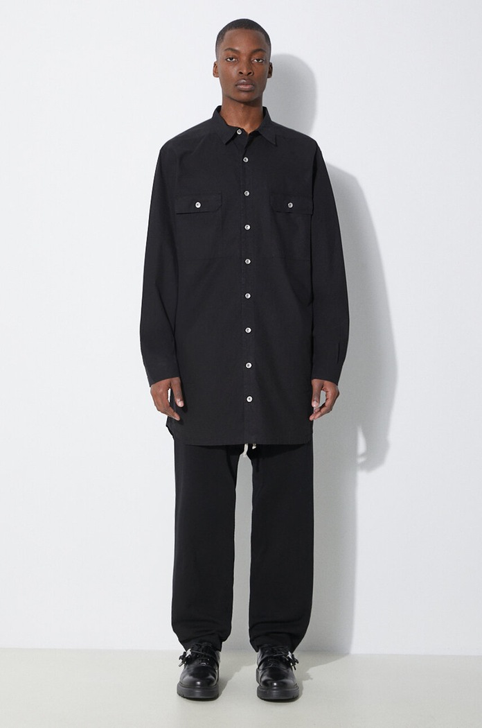 Rick Owens cotton shirt Jumbo DU01D1297.P.09 black SS24
