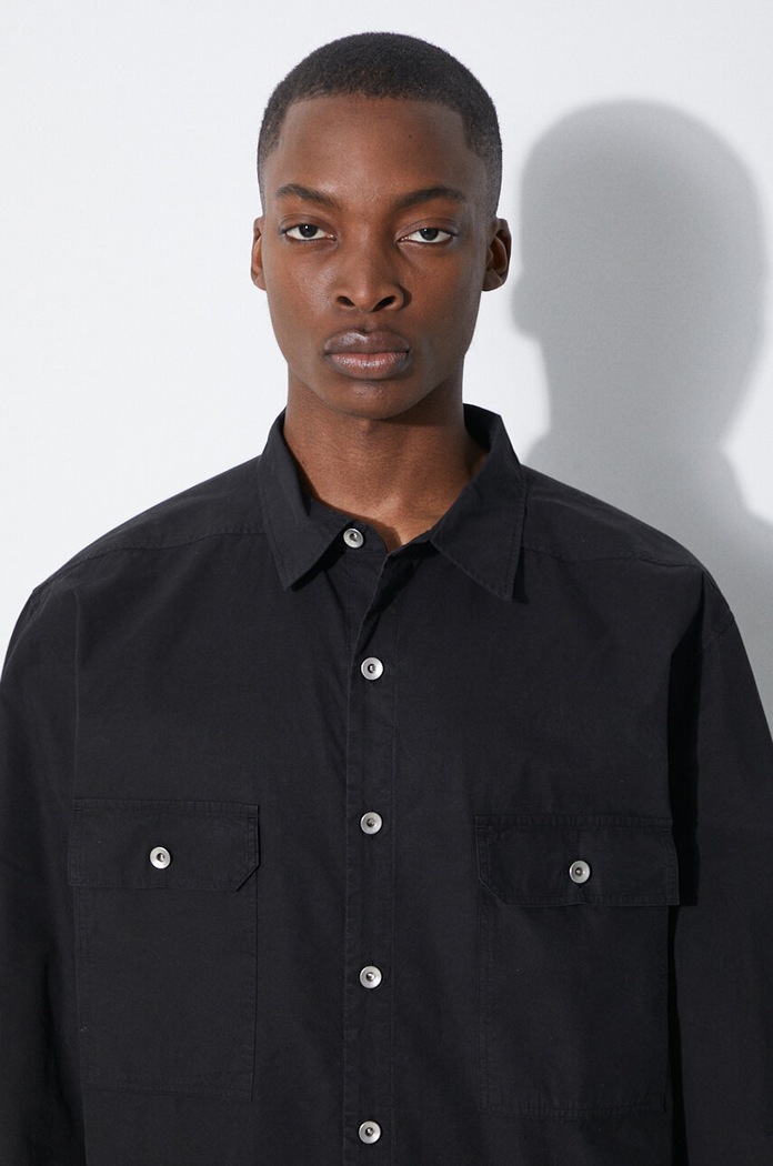 Rick Owens cotton shirt Jumbo DU01D1297.P.09 black