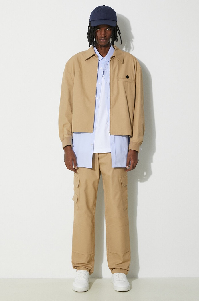 Bavlnená košeľa AMBUSH Emblem Striped S/S Shirt BMGG001S24FAB0024445 modrá SS24
