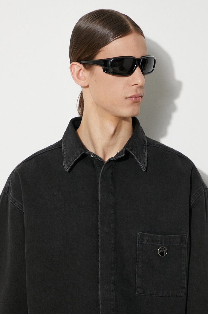 Bombažna srajca AMBUSH Boxy Fit Longleeve Denim Shirt BMYD002S24DEN0011100 črna