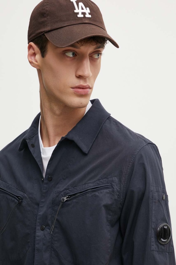 Памучно яке C.P. Company Gabardine Buttoned без изолация тъмносин 16CMSH120A002824G