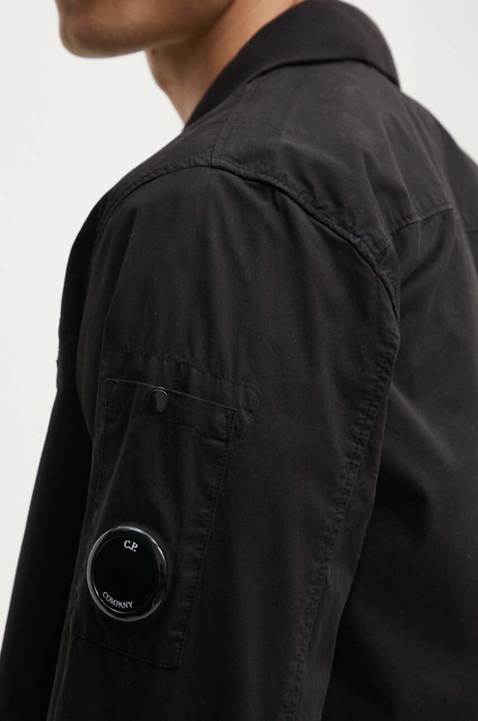 C.P. Company jacheta de bumbac Gabardine Buttoned 16CMSH120A002824G negru