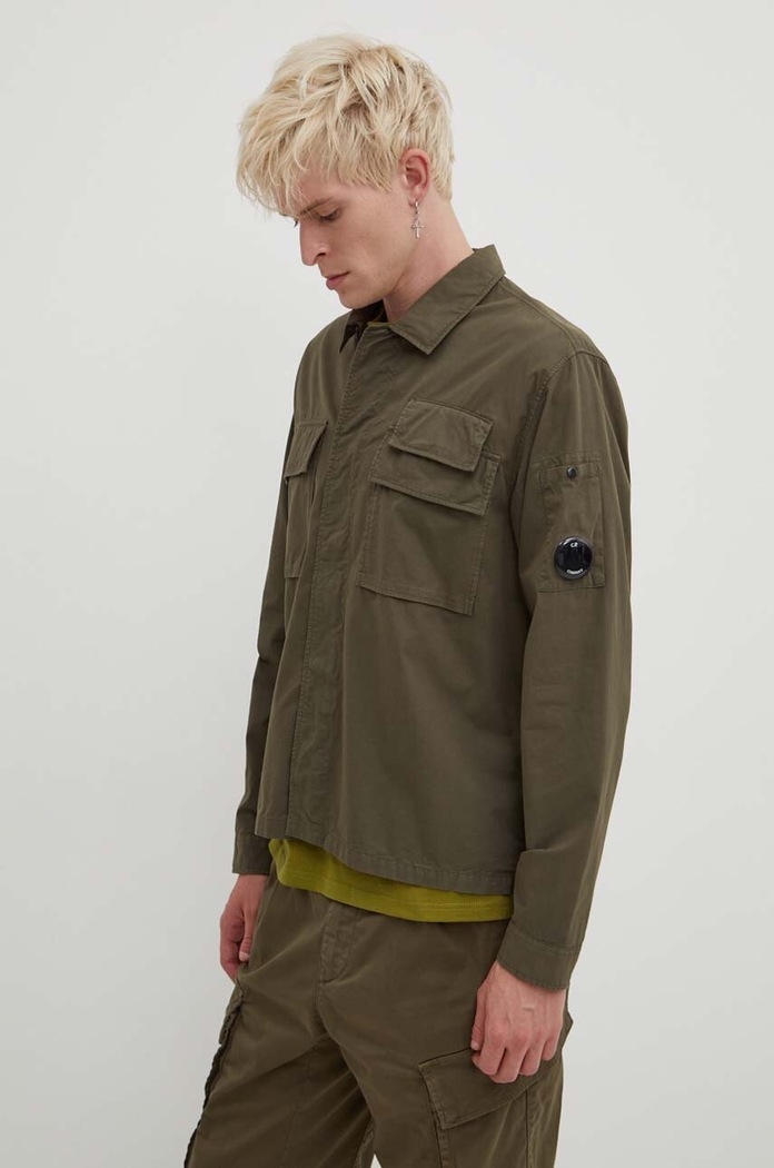 C.P. Company koszula bawełniana Gabardine bawełna zielony 16CMSH121A002824G