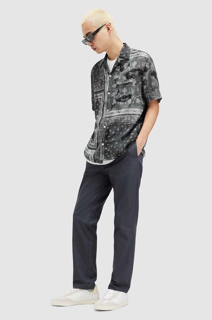 Bavlněná košile AllSaints TIJUANA SS SHIRT MS558Z černá