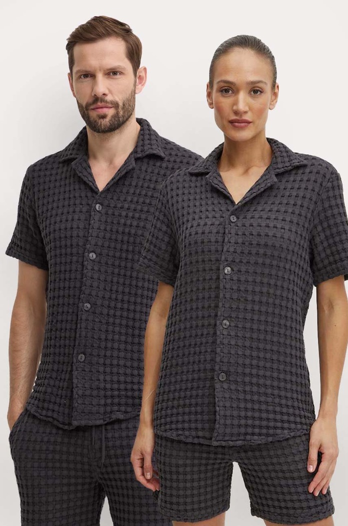 OAS camicia in cotone corta grigio 7006