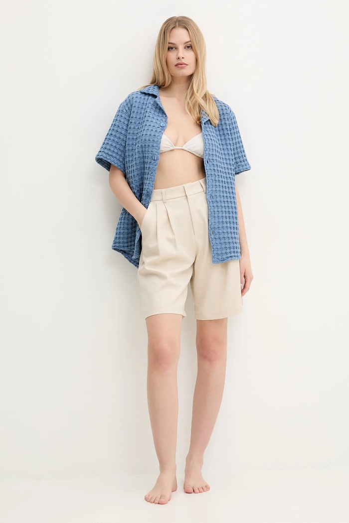 OAS camicia in cotone blu 7006