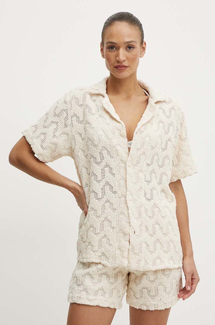 Bavlněná košile OAS 7013 béžová SS26