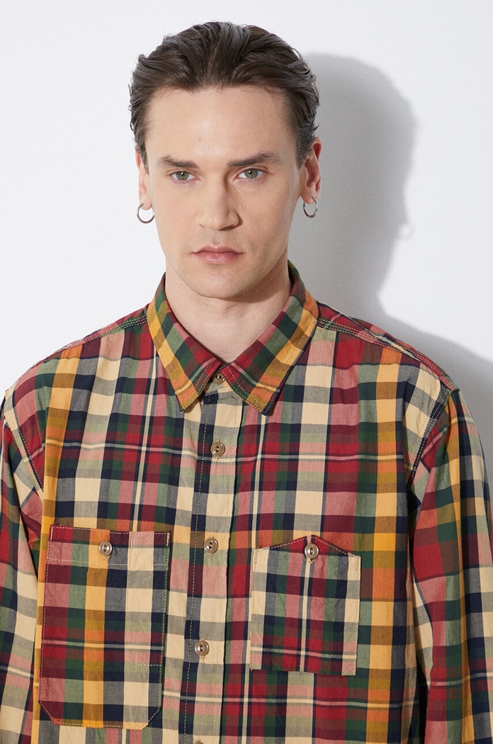 Хлопковая рубашка Engineered Garments Work OR029.ES058 зелёный