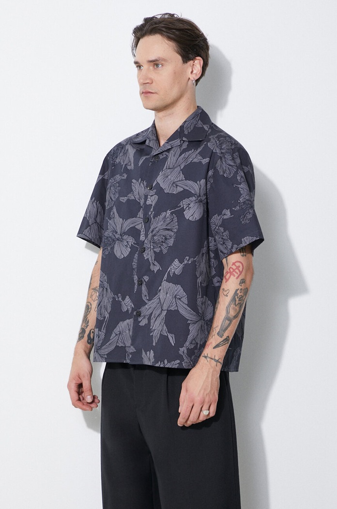 Βαμβακερό πουκάμισο Neil Barrett Boxy Bold Flowers Print Short Sleeve Shirt γκρί MY60214A.Y059.763N