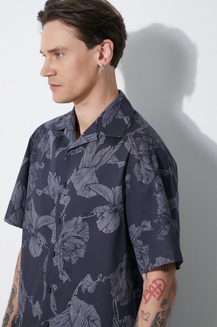 Βαμβακερό πουκάμισο Neil Barrett Boxy Bold Flowers Print Short Sleeve Shirt MY60214A.Y059.763N γκρί