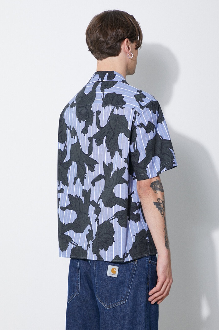 Ρούχα Βαμβακερό πουκάμισο Neil Barrett Boxy Bold Flowers Print Short Sleeve Shirt MY60214A.Y059.765N μπλε