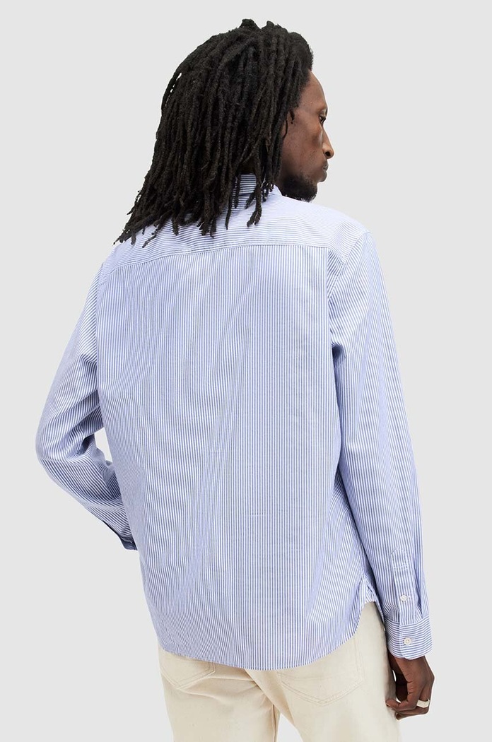 Odzież AllSaints koszula bawełniana HILLVIEW LS SHIRT MS513Z niebieski