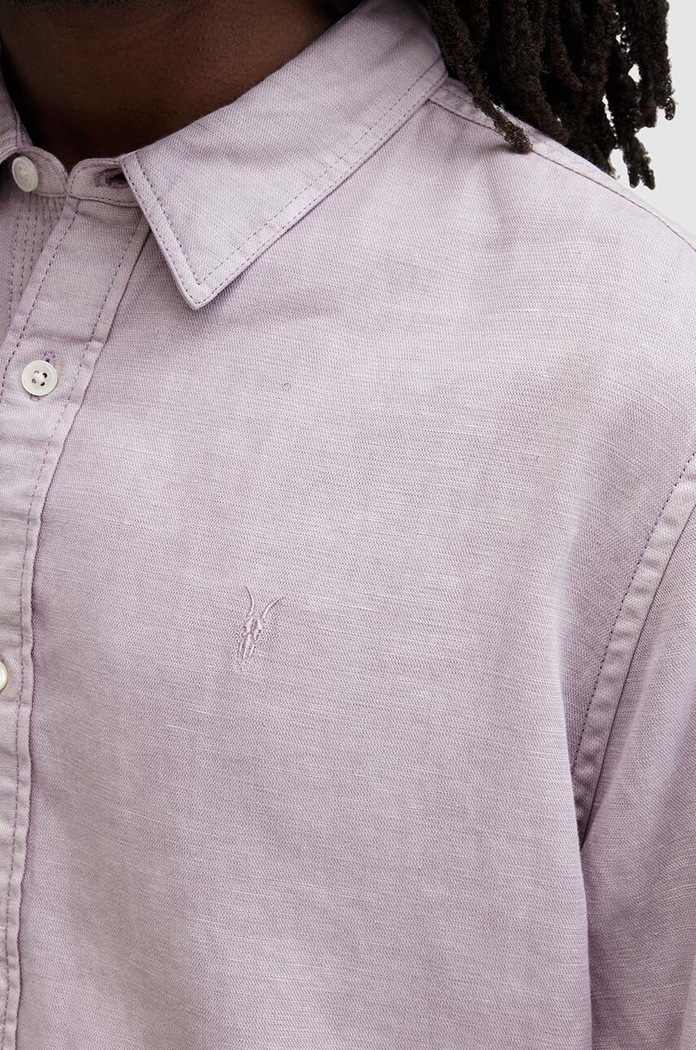 AllSaints koszula z lnem LAGUNA LS SHIRT MS540Z różowy AW24