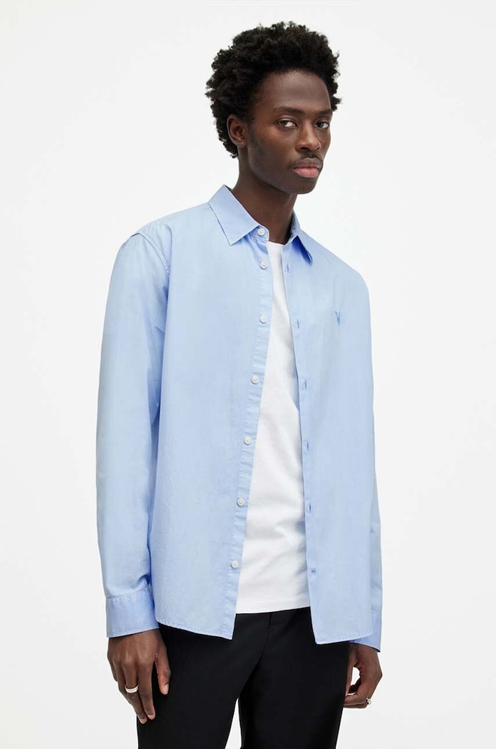 AllSaints koszula bawełniana TAHOE LS SHIRT bawełna niebieski MS539Z