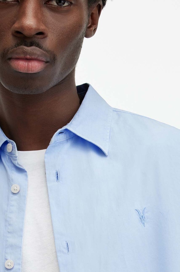 AllSaints koszula bawełniana TAHOE LS SHIRT MS539Z niebieski SS24