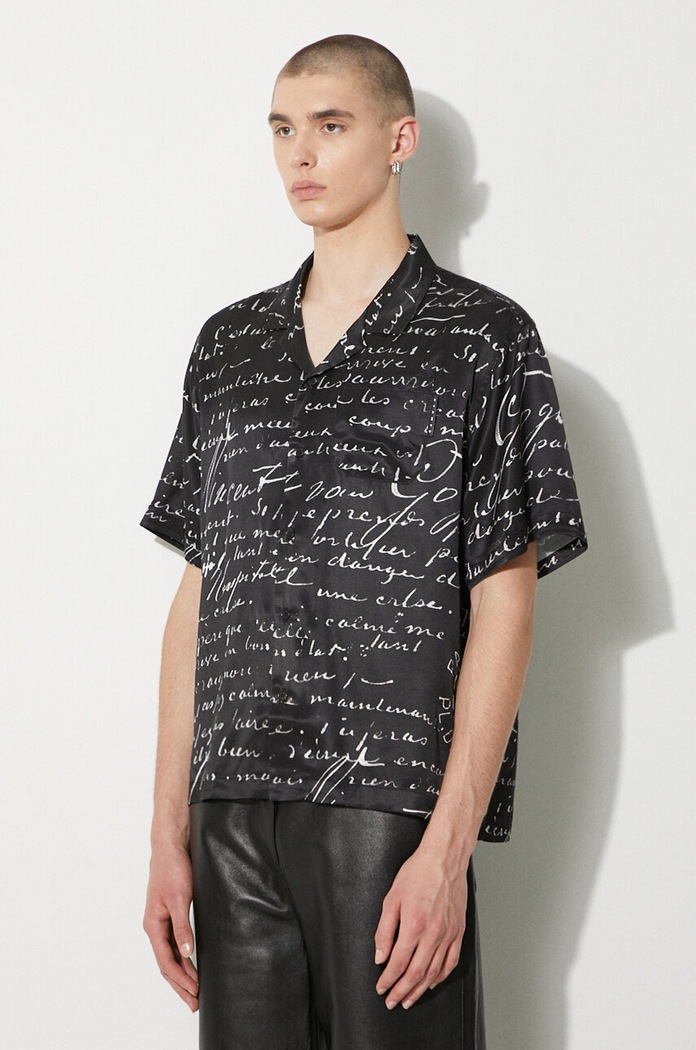STAMPD camasa Letter Camp Collar Buttondown negru SLA.M3427BD.BLL