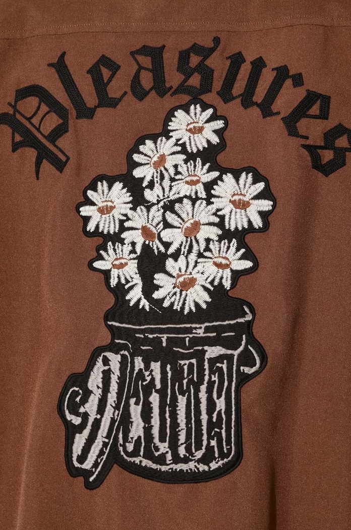 PLEASURES shirt Daisy Bowling Button Down P24SU001.BROWN