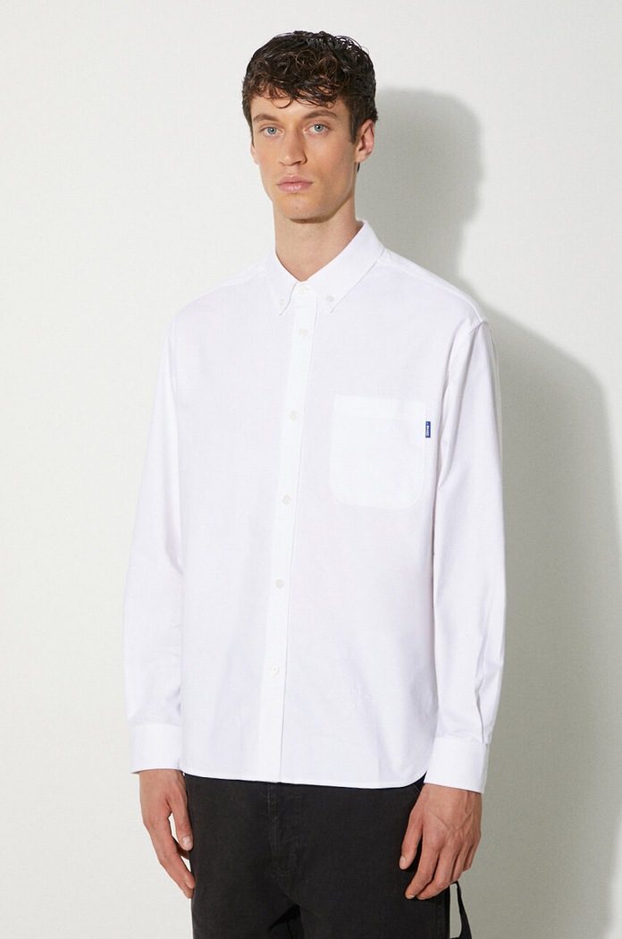 Βαμβακερό πουκάμισο Awake NY Embroidered Oxford Shirt χαλαρό λευκό SP24.TP001