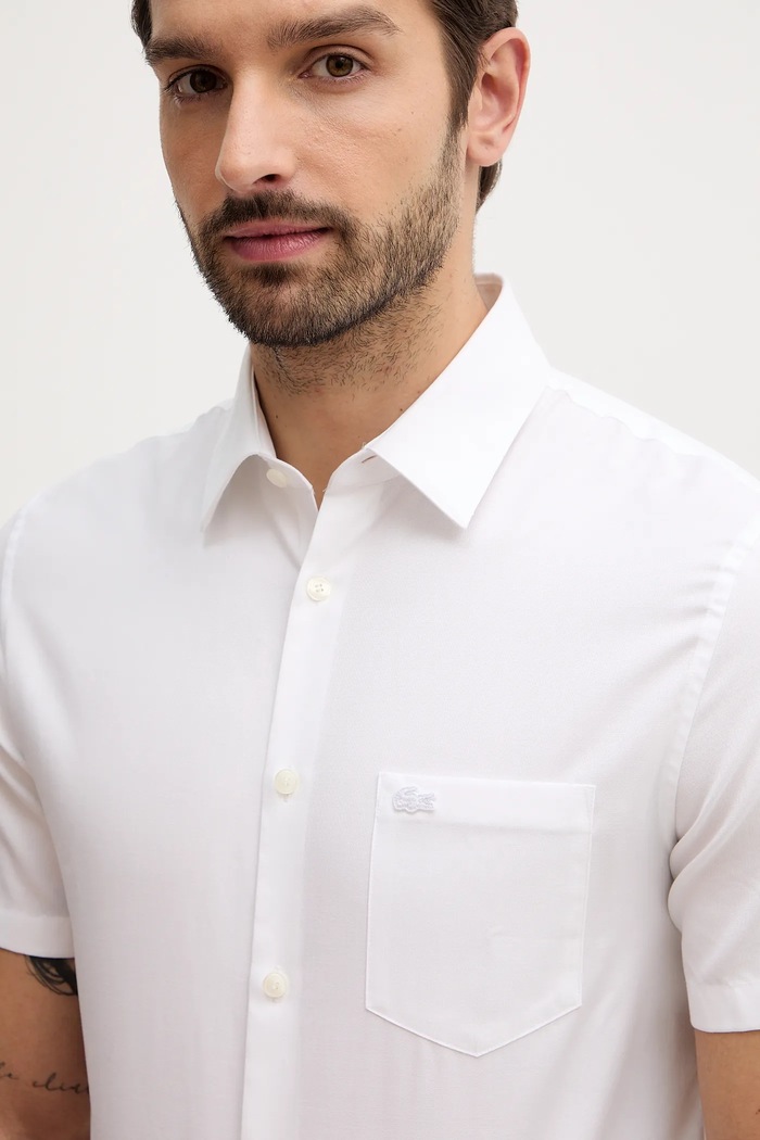 Βαμβακερό πουκάμισο Lacoste λευκό CH8528