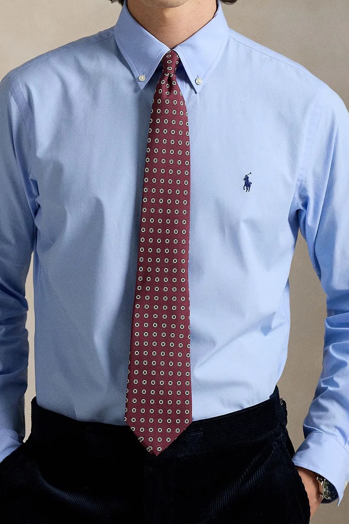 Ρούχα Polo Ralph Lauren πουκάμισο με βαμβάκι ανδρικό 710929349 μπλε