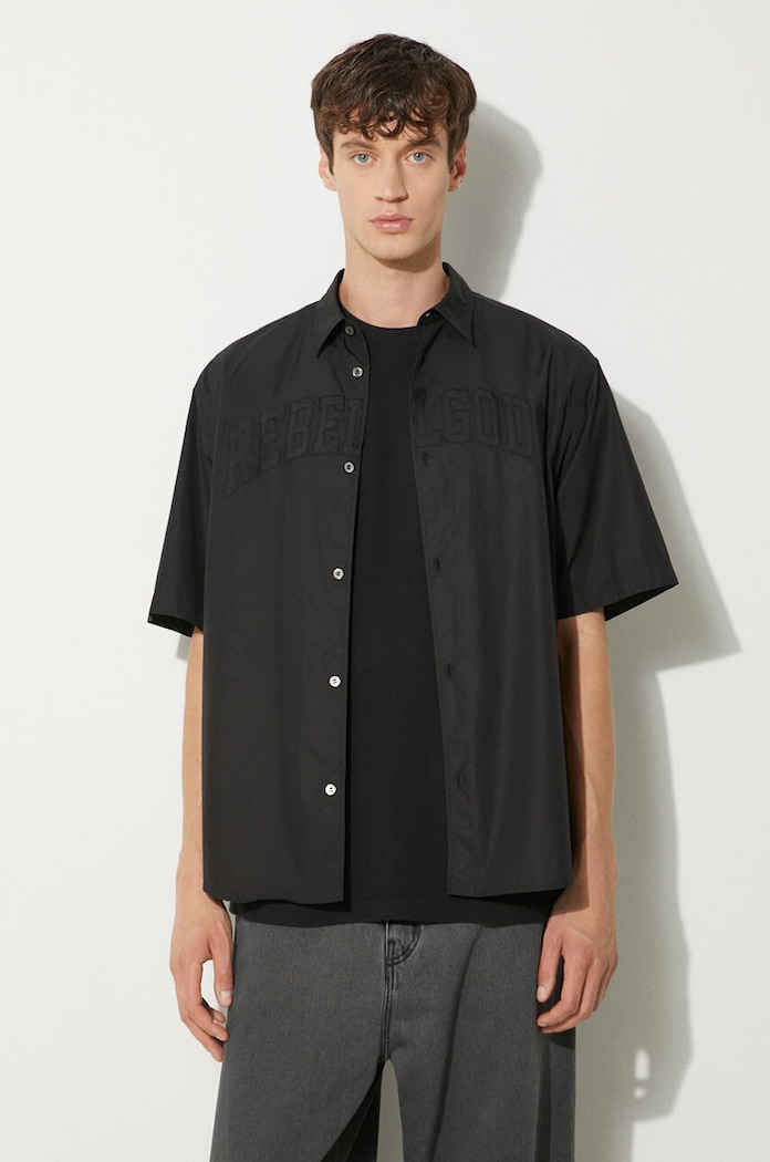 Памучна риза Undercover Shirt свободна черен UC1D9405