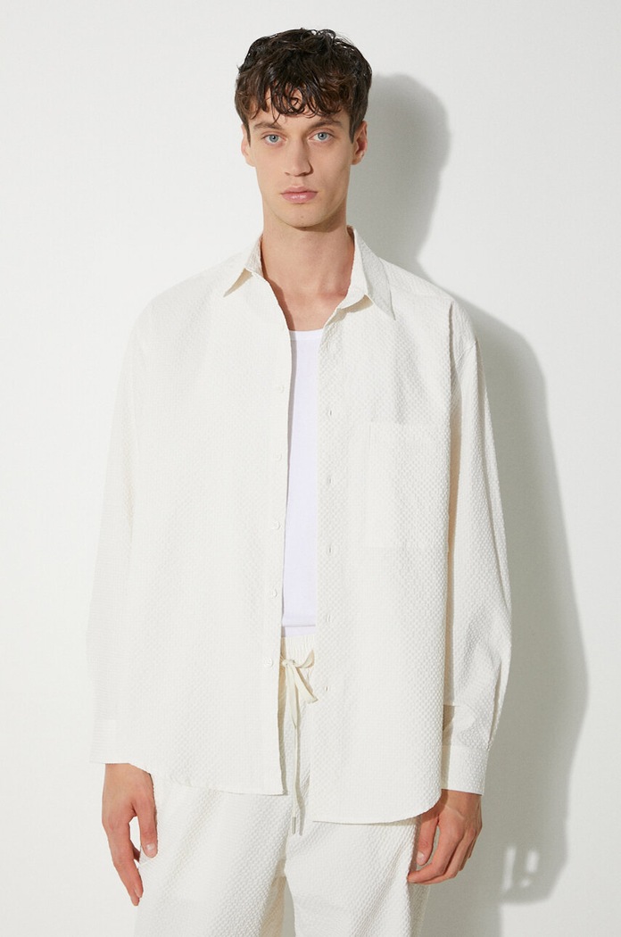 Πουκάμισο MKI MIYUKI ZOKU Seersucker Dress Shirt μπεζ SEERSUCKER.DRESS.SHIRT