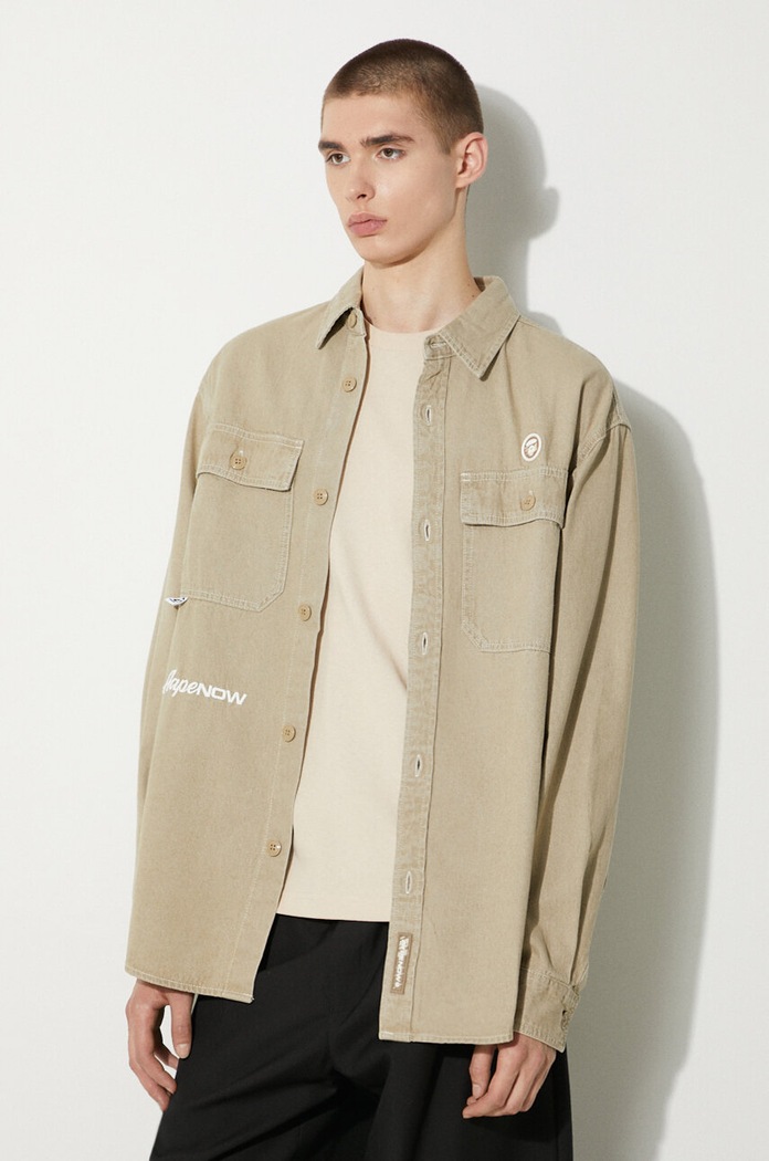 AAPE cotton shirt beige AAPSTM8472XXM