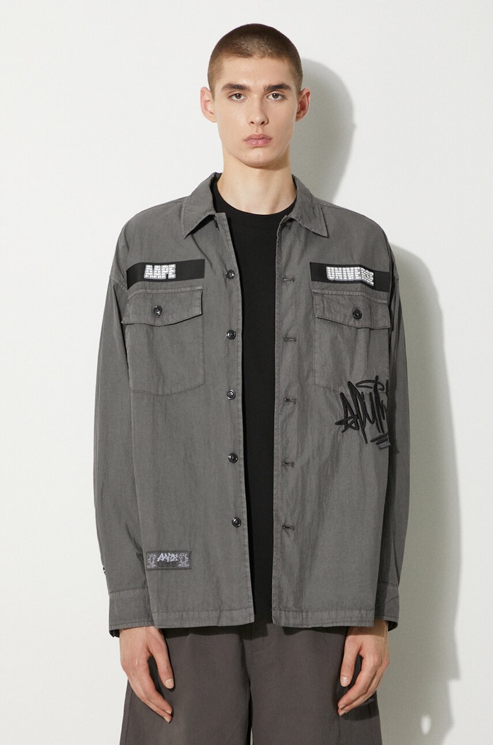Košile AAPE regular šedá AAPSTM8481XXM