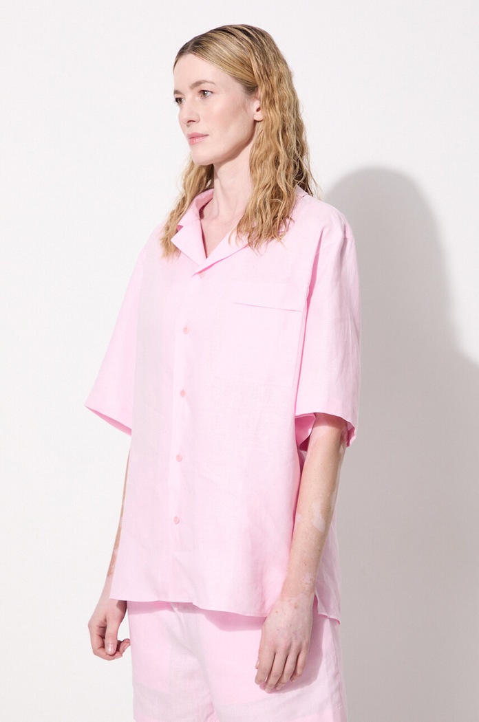 Lněná košile Pangaia DNA Linen Camp Collar Shirt 10002046