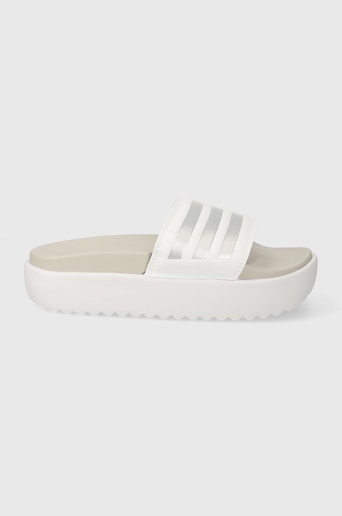 Pantofle adidas Adilette Platform imitace kůže bílá IE9703