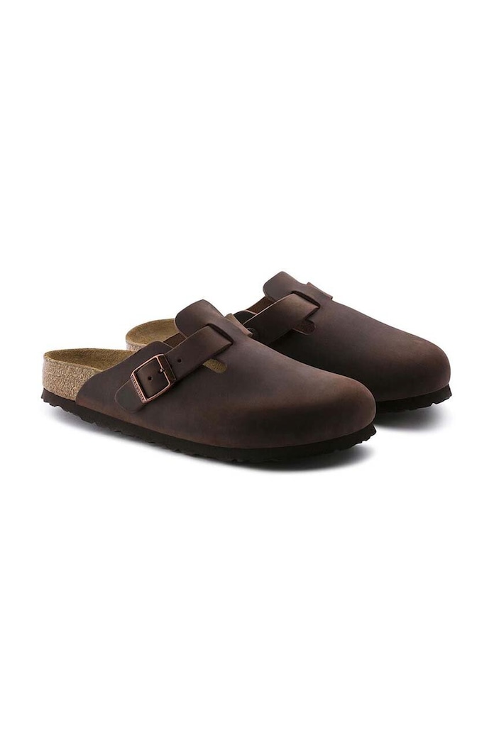 Nubuck παντόφλες Birkenstock Boston SFB καφέ 159713
