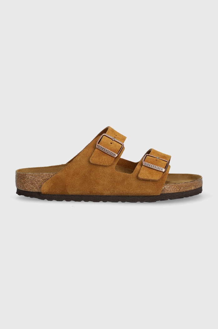 Παντόφλες σουέτ Birkenstock Arizona φλατ καφέ 1027082