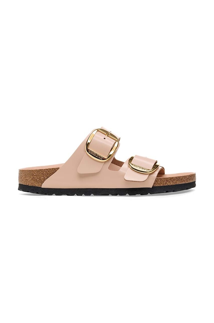 Kožené šľapky Birkenstock Arizona Big Buckle lakovaná koža béžová 1026478