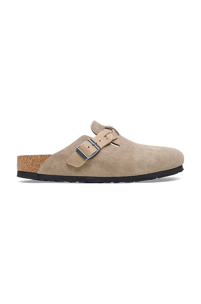 Semišové šľapky Birkenstock Boston Braided semišová koža béžová 1026694