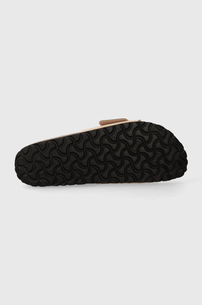 Birkenstock klapki skórzane Madrid Big Buckle 1026496 beżowy